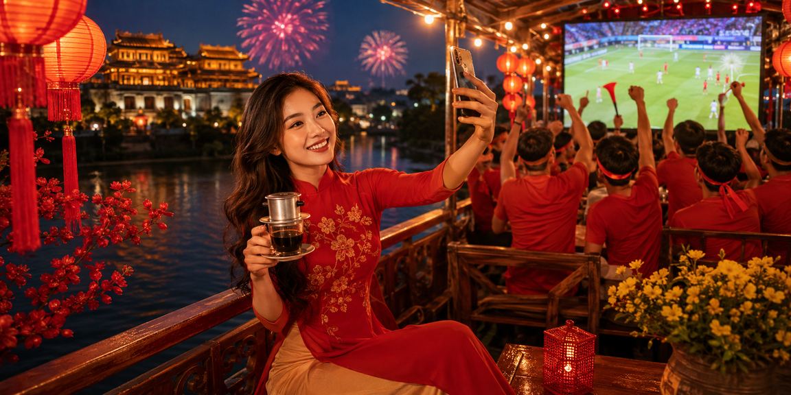 Người dùng đăng ký tài khoản sxmt trên điện thoại tại quán cà phê Huế